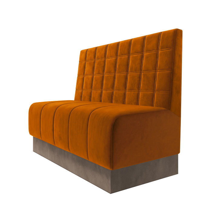 Fischer | Gastrobank | B:H 100 x 100 cm | Orange | Blocks | Samt | Fußleiste Taupe