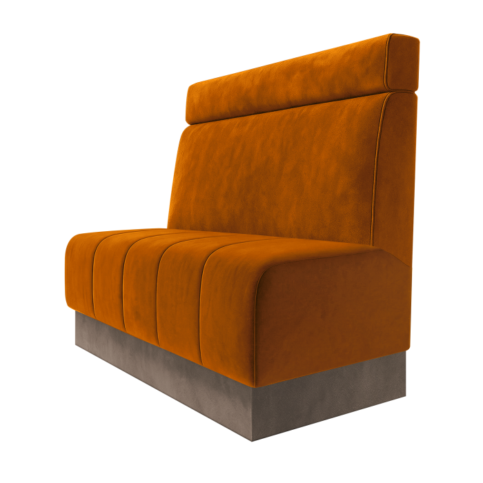 Fischer | Gastrobank | B:H 100 x 100 cm | Orange | Glatt + Kopfteil | Samt | Fußleiste Taupe