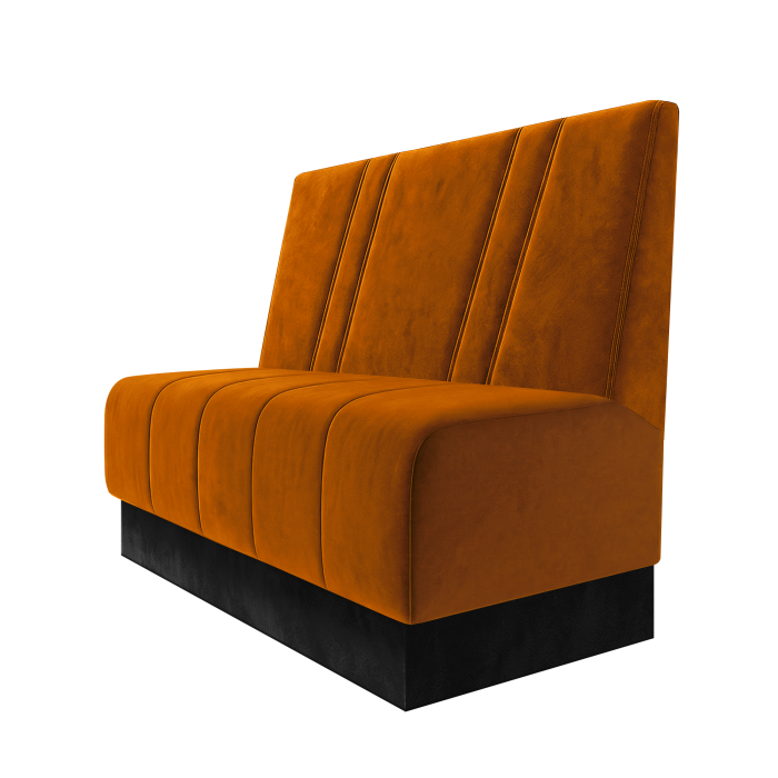 Fischer | Gastrobank | B:H 100 x 100 cm | Orange | Schräg Gestreift | Samt | Fußleiste Schwarz