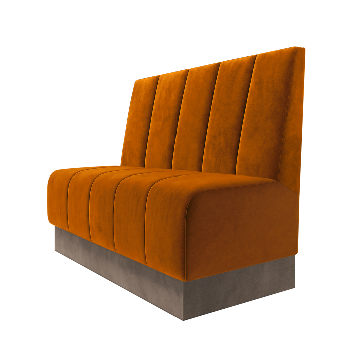 Fischer | Gastrobank | B:H 100 x 100 cm | Orange | Tief Gestreift | Samt | Fußleiste Taupe
