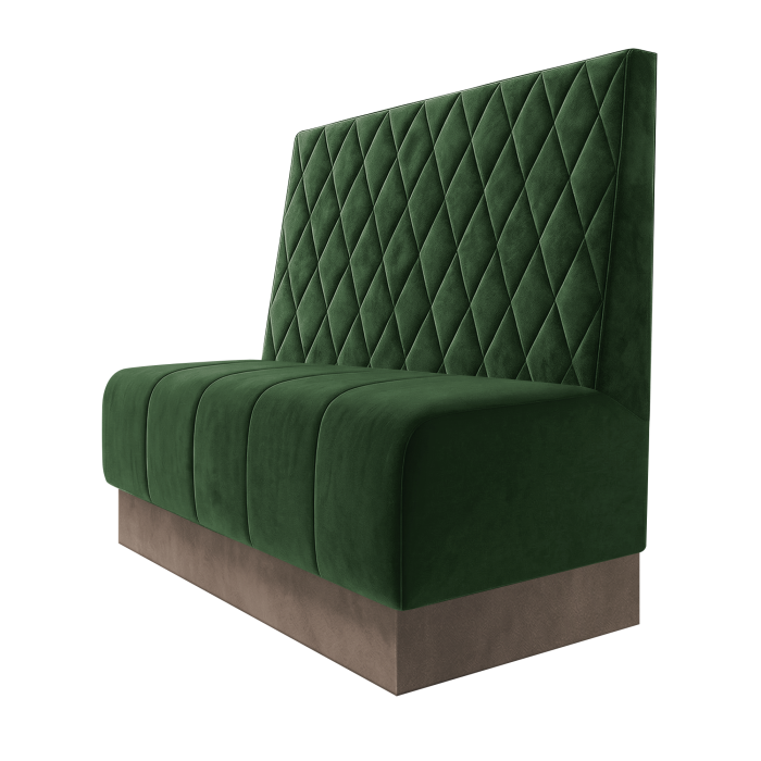 Fischer | Gastrobank | B:H 100 x 100 cm | Grün | Raute | Samt | Fußleiste Taupe