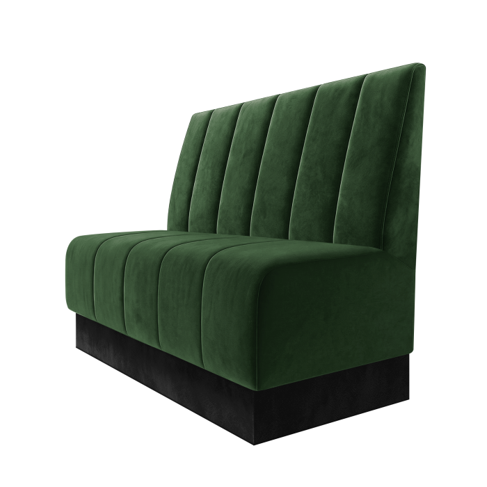 Fischer | Gastrobank | B:H 100 x 100 cm | Grün | Gestreift Doppelnahnt 24cm | Samt | Fußleiste Schwarz
