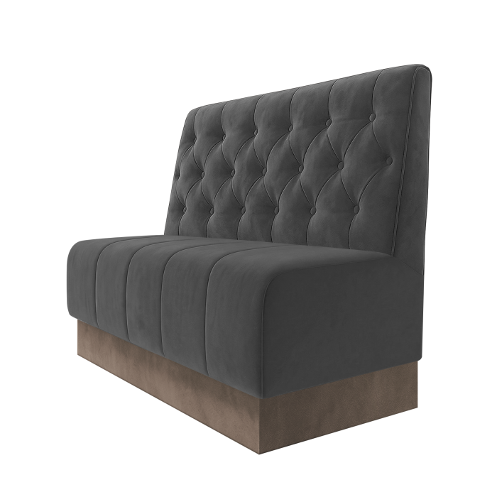 Fischer | Gastrobank | B:H 100 x 100 cm | Grau | Chesterfield | Samt | Fußleiste Taupe