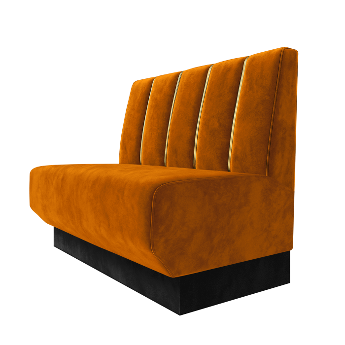 Wagner | Gastrobank | B:H 100 x 100 cm | Orange | Dubai | Samt | Fußleiste Schwarz