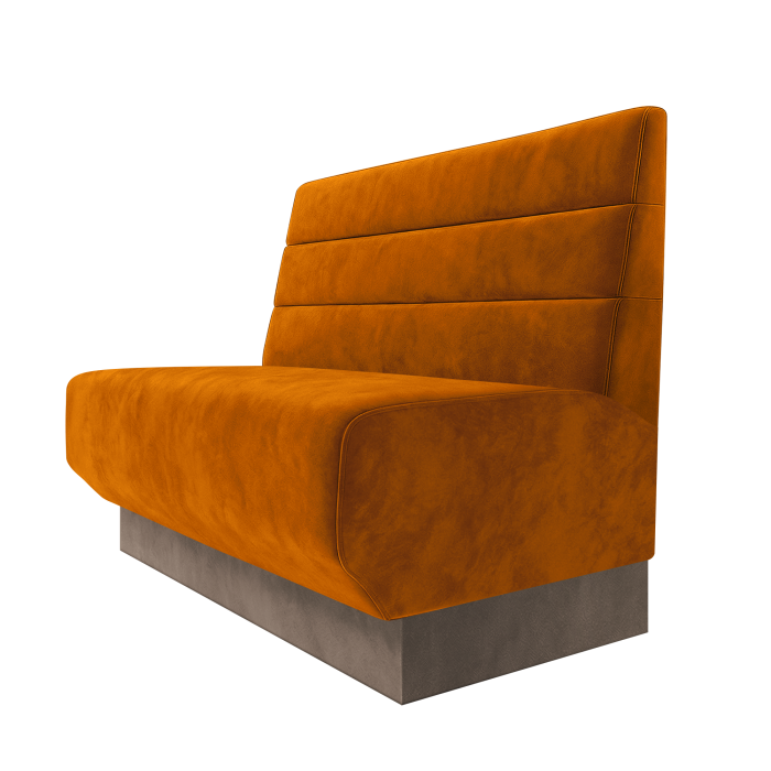 Wagner | Gastrobank | B:H 100 x 100 cm | Orange | Horizontal Gestreift | Samt | Fußleiste Taupe