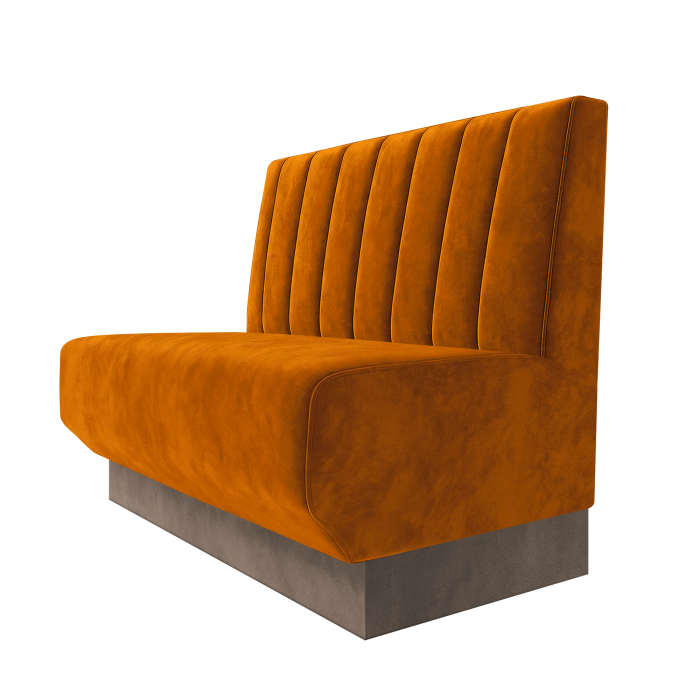 Wagner | Gastrobank | B:H 100 x 100 cm | Orange | Gestreift 12cm | Samt | Fußleiste Taupe