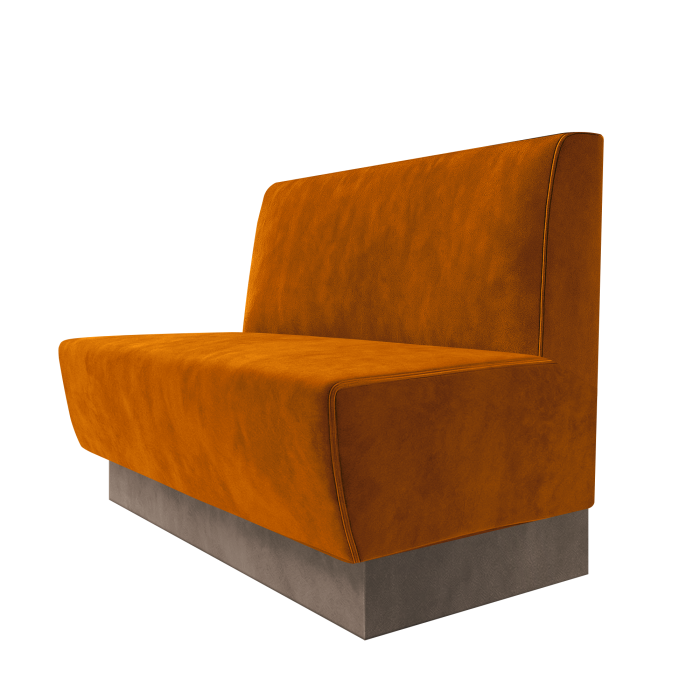 Meyer | Gastrobank | B:H 100 x 100 cm | Orange | Glatt | Samt | Fußleiste Taupe