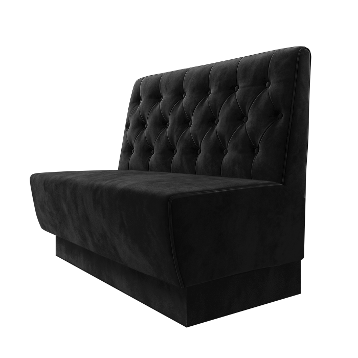Meyer | Gastrobank | B:H 100 x 100 cm | Schwarz | Chesterfield | Samt | Fußleiste Schwarz