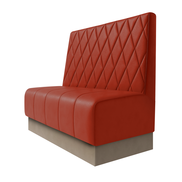 Fischer | Gastrobank | B:H 100 x 100 cm | Rot | Raute | Leder | Fußleiste Taupe
