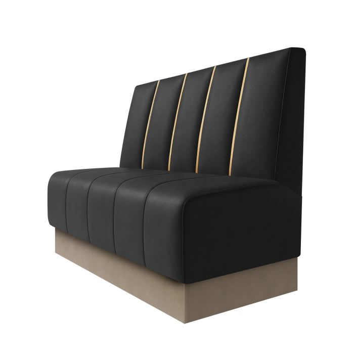 Fischer | Gastrobank | B:H 100 x 100 cm | Schwarz | Dubai | Leder | Fußleiste Taupe