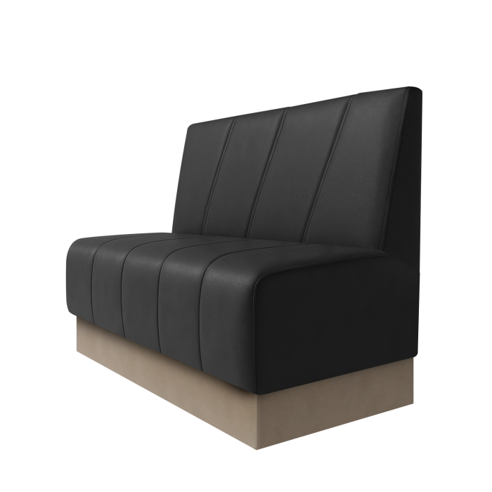 Fischer | Gastrobank | B:H 100 x 100 cm | Schwarz | Schräg Gestreift | Leder | Fußleiste Taupe