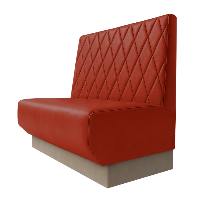 Wagner | Gastrobank | B:H 100 x 100 cm | Rot | Raute | Leder | Fußleiste Taupe