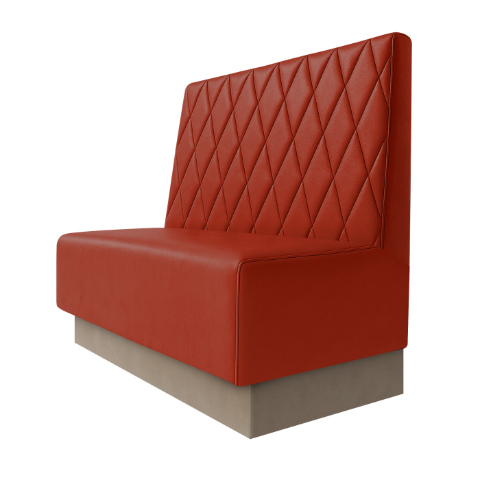 Schmidt | Gastrobank | B:H 100 x 100 cm | Rot | Raute | Leder | Fußleiste Taupe