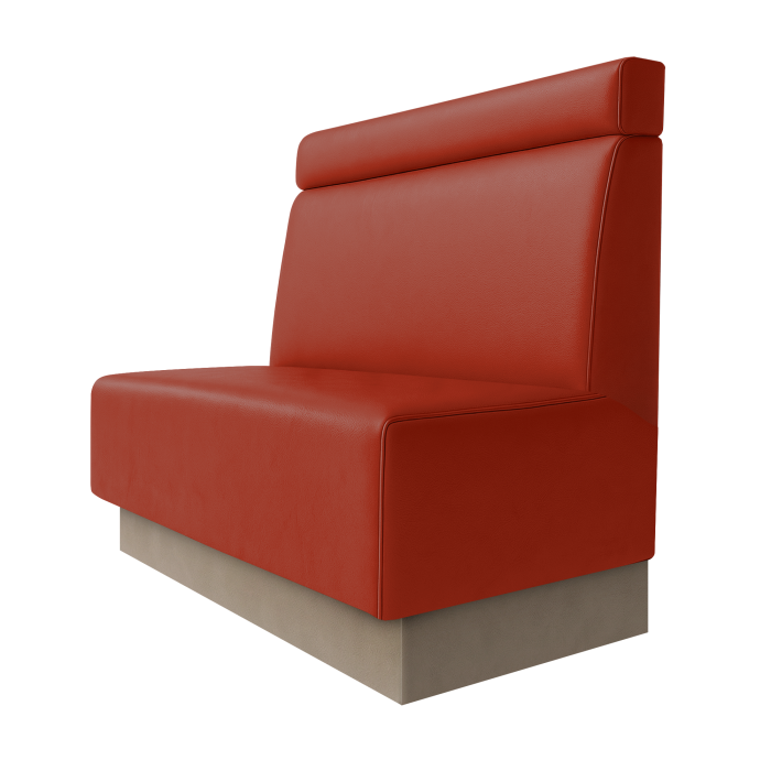 Schmidt | Gastrobank | B:H 100 x 100 cm | Rot | Glatt + Kopfteil | Leder | Fußleiste Taupe