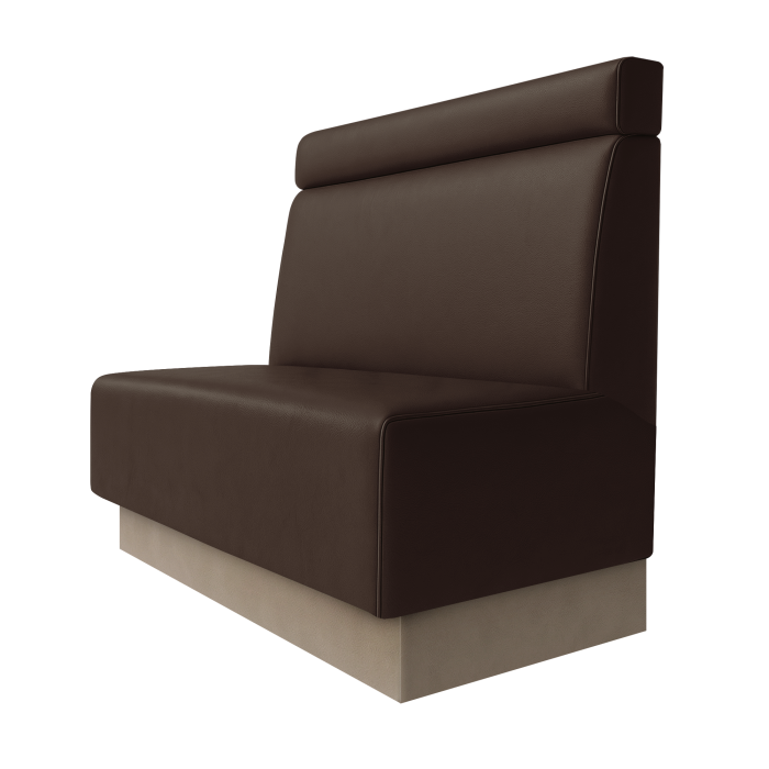 Schmidt | Gastrobank | B:H 100 x 100 cm | Braun | Glatt + Kopfteil | Leder | Fußleiste Taupe