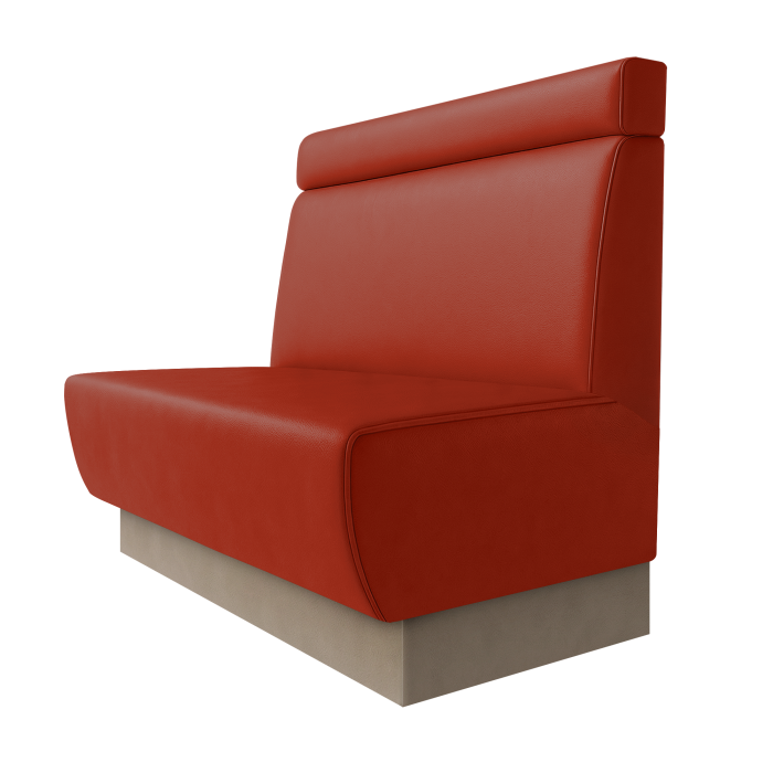 Meyer | Gastrobank | B:H 100 x 100 cm | Rot | Glatt + Kopfteil | Leder | Fußleiste Taupe