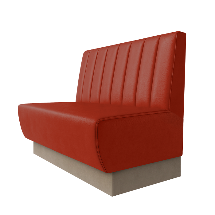 Meyer | Gastrobank | B:H 100 x 100 cm | Rot | Gestreift 12cm | Leder | Fußleiste Taupe