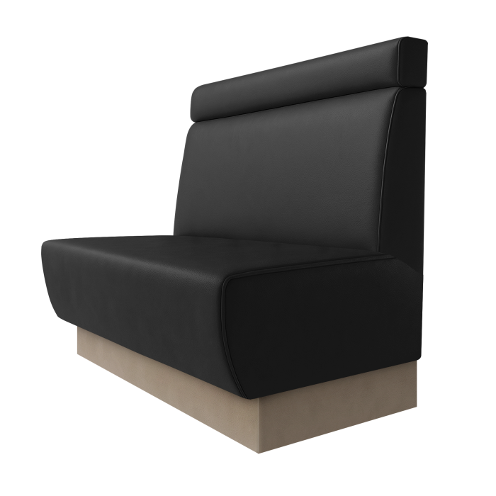 Meyer | Gastrobank | B:H 100 x 100 cm | Schwarz | Glatt + Kopfteil | Leder | Fußleiste Taupe