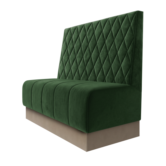 Fischer | Gastrobank | B:H 100 x 100 cm | Grün | Raute | Samt | Fußleiste Taupe