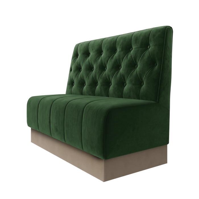 Fischer | Gastrobank | B:H 100 x 100 cm | Grün | Chesterfield | Samt | Fußleiste Taupe