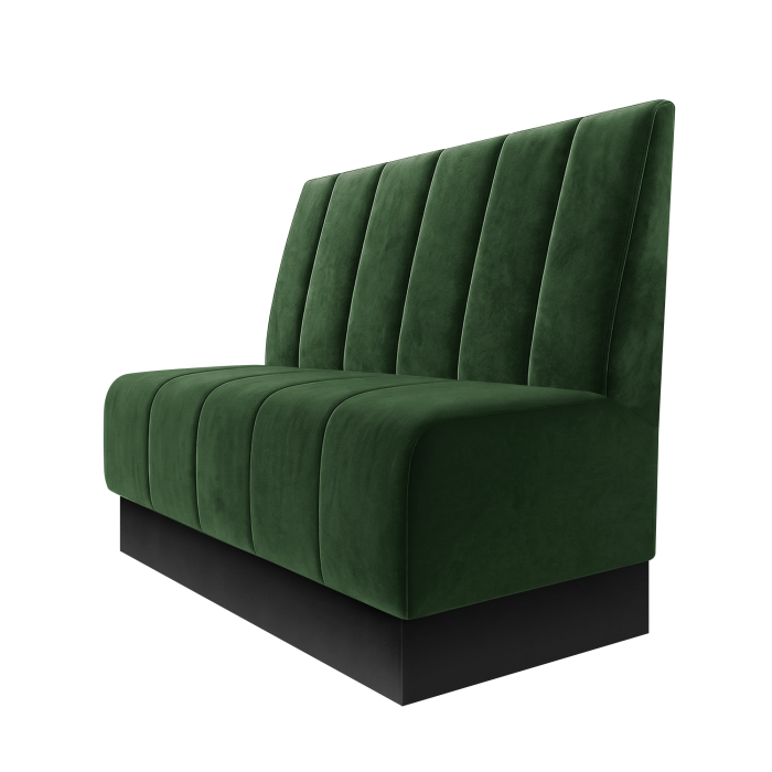 Fischer | Gastrobank | B:H 100 x 100 cm | Grün | Gestreift Doppelnahnt 24cm | Samt | Fußleiste Schwarz