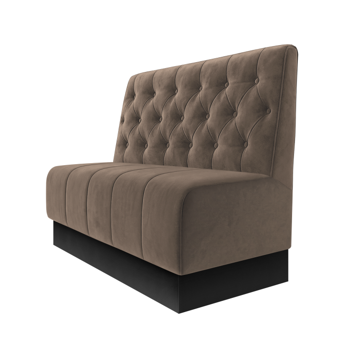 Fischer | Gastrobank | B:H 100 x 100 cm | Taupe | Chesterfield | Samt | Fußleiste Schwarz