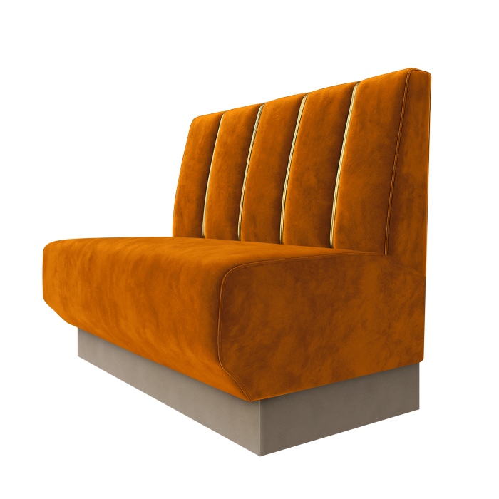 Wagner | Gastrobank | B:H 100 x 100 cm | Orange | Dubai | Samt | Fußleiste Taupe