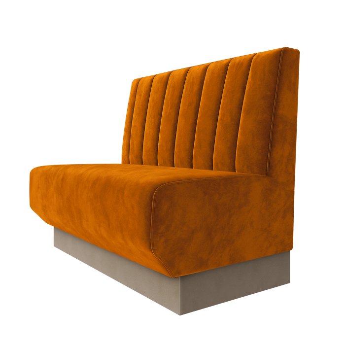 Wagner | Gastrobank | B:H 100 x 100 cm | Orange | Gestreift 12cm | Samt | Fußleiste Taupe