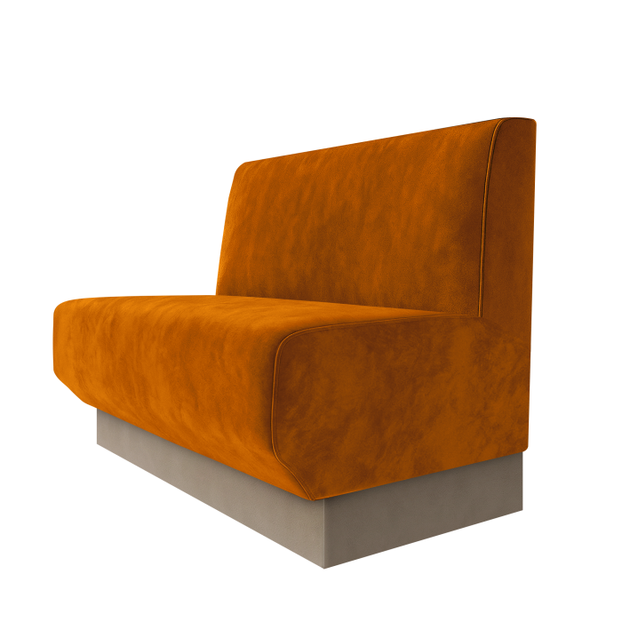 Wagner | Gastrobank | B:H 100 x 100 cm | Orange | Glatt | Samt | Fußleiste Taupe