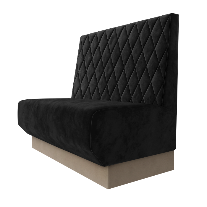 Wagner | Gastrobank | B:H 100 x 100 cm | Schwarz | Raute | Samt | Fußleiste Taupe