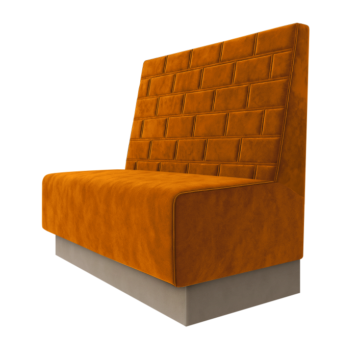 Schmidt | Gastrobank | B:H 100 x 100 cm | Orange | Stein | Samt | Fußleiste Taupe