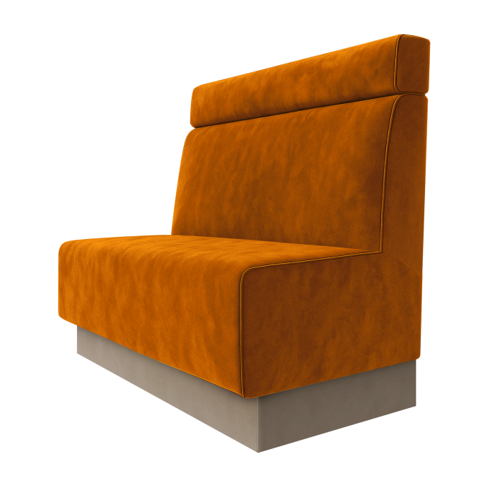 Schmidt | Gastrobank | B:H 100 x 100 cm | Orange | Glatt + Kopfteil | Samt | Fußleiste Taupe