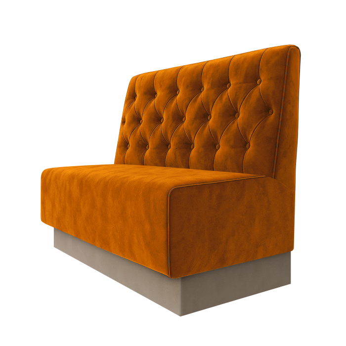 Schmidt | Gastrobank | B:H 100 x 100 cm | Orange | Chesterfield | Samt | Fußleiste Taupe