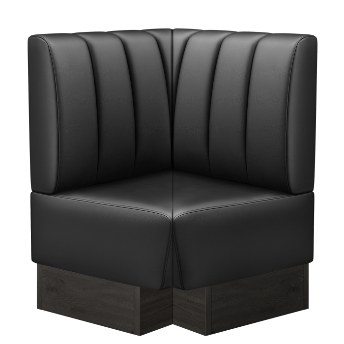 DenverBig | Gastro Eckbank | B:T 64 x 103 cm | Schwarz | Gestreift | Leder | Fußleiste Wenge