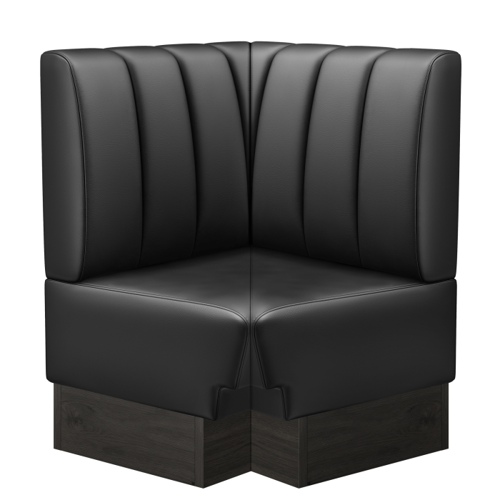 Tatjana | Gastro Eckbank | B:T 64 x 103 cm | Schwarz | Gestreift | Leder | Fußleiste Wenge