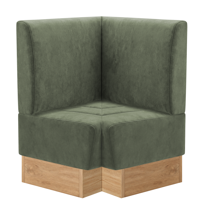 Tanja | Gastro Eckbank | B:T 64 x 103 cm | Grün | Glatt | Samt | Fußleiste Eiche