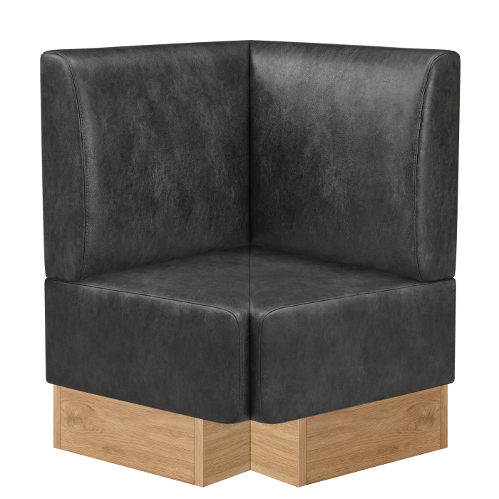 Melissa | Gastro Eckbank | B:T 64 x 103 cm | Schwarz | Glatt | Wildleder | Fußleiste Eiche