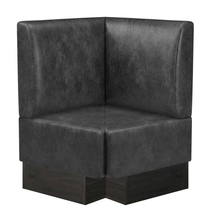 Melissa | Gastro Eckbank | B:T 64 x 103 cm | Schwarz | Glatt | Wildleder | Fußleiste Wenge
