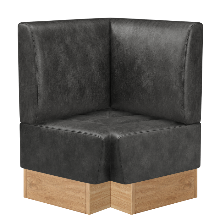 Tanja | Gastro Eckbank | B:T 64 x 103 cm | Schwarz | Glatt | Wildleder | Fußleiste Eiche
