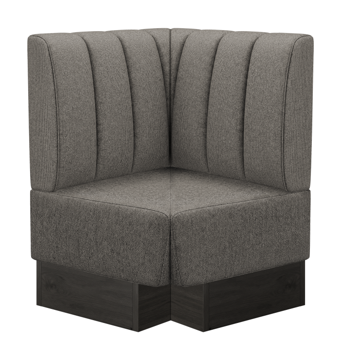 DenverBig | Gastro Eckbank | B:T 64 x 103 cm | Grau | Gestreift | Stoff/Textil | Fußleiste Wenge