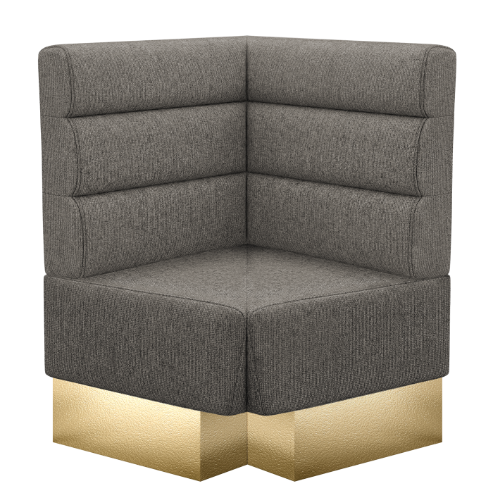 DenverBig | Gastro Eckbank | B:T 64 x 103 cm | Grau | Horizontal Gestreift | Stoff/Textil | Fußleiste Gold