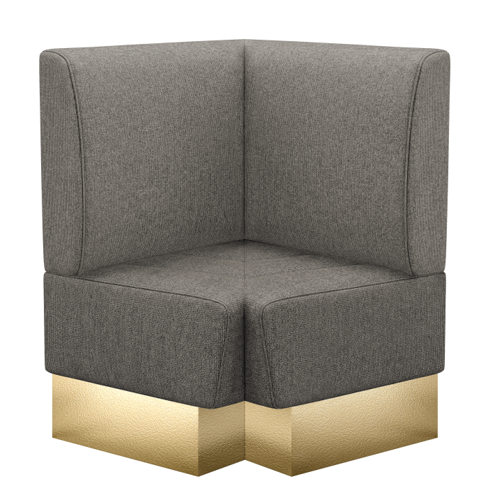 Tanja | Gastro Eckbank | B:T 64 x 103 cm | Grau | Glatt | Stoff/Textil | Fußleiste Gold