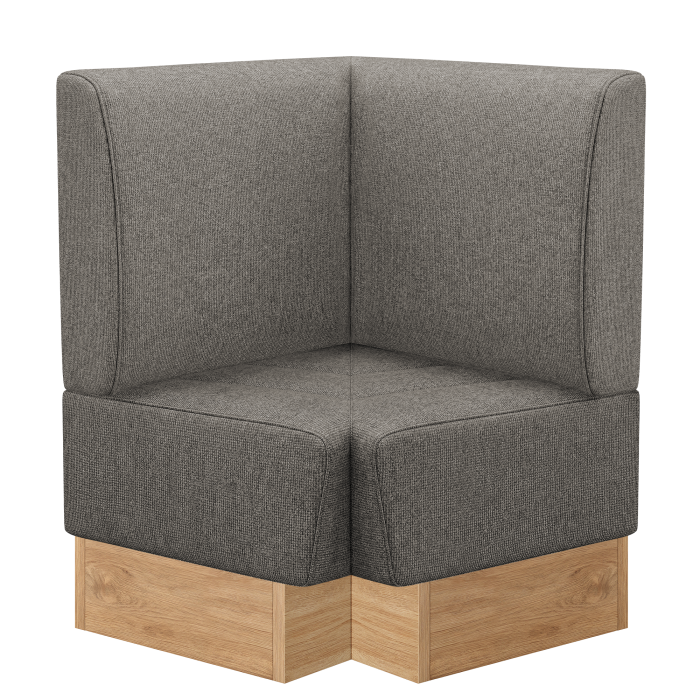 Tanja | Gastro Eckbank | B:T 64 x 103 cm | Grau | Glatt | Stoff/Textil | Fußleiste Eiche