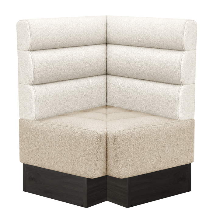 Tanja | Gastro Eckbank | B:T 64 x 103 cm | Creme | Horizontal Gestreift | Teddystoff | Fußleiste Wenge