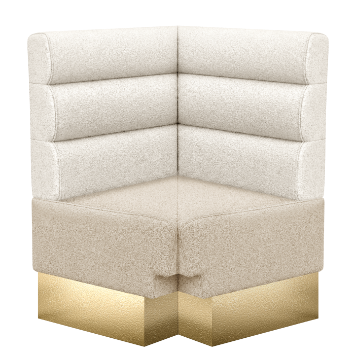 Tatjana | Gastro Eckbank | B:T 64 x 103 cm | Creme | Horizontal Gestreift | Teddystoff | Fußleiste Gold