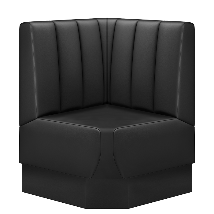 Meyer | Gastro Eckbank | B:H 64 x 100 cm | Schwarz | Gestreift Doppelnahnt 24cm | Leder | Fußleiste Schwarz
