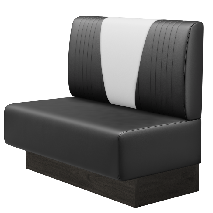 DINER V | Gastrobank | B:H 100 x 103 cm | Schwarz | Gestreift | Leder