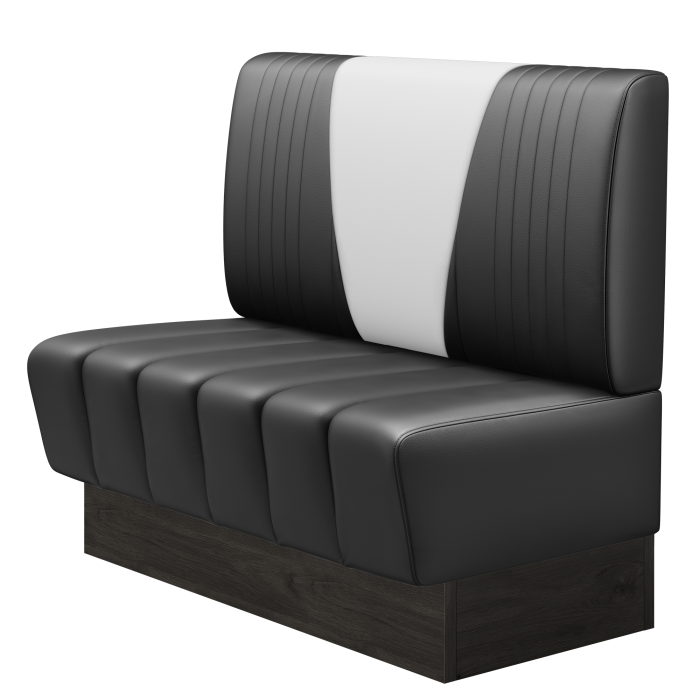 DINER V | Gastrobank | B:H 100 x 103 cm | Schwarz | Gestreift | Leder