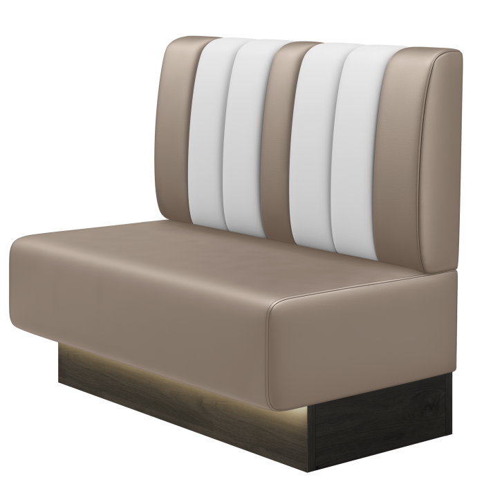 DINER | Gastrobank | B:H 100 x 103 cm | Taupe | Gestreift | Leder | LED