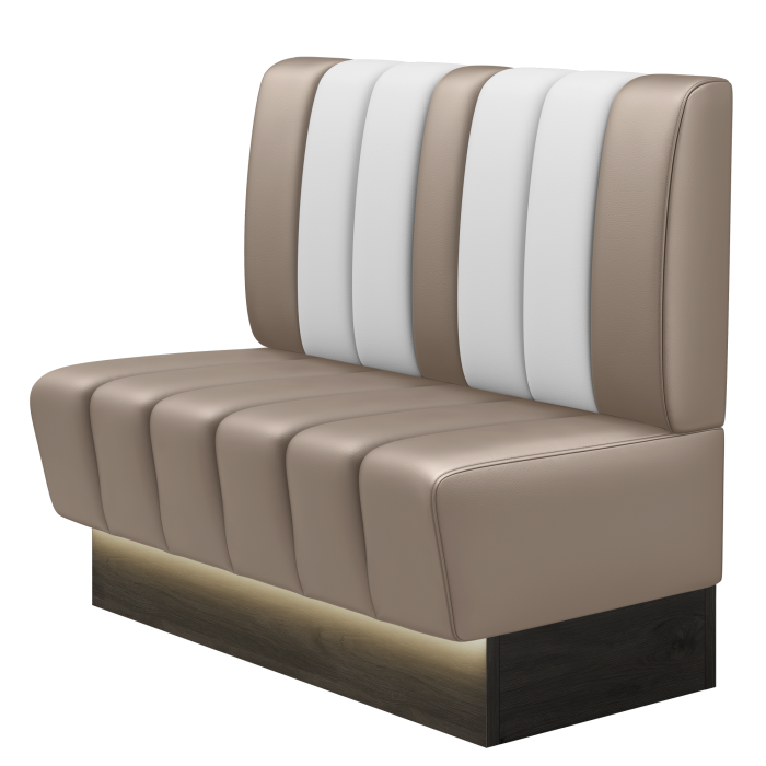 DINER | Gastrobank | B:H 100 x 103 cm | Taupe | Gestreift | Leder | LED